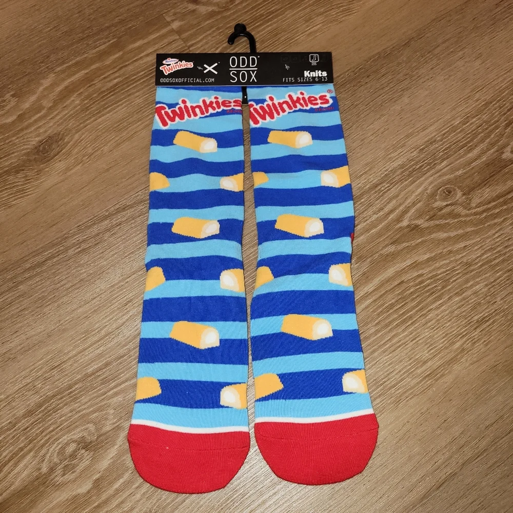 Odd Sox Knits Striped Twinkies Hotsess Cotton Blend Crew Socks Men's 6-13 New
